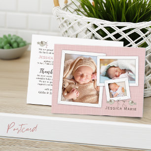 Carte Postale Jolie en rose Photo Annonce de naissance encadrée