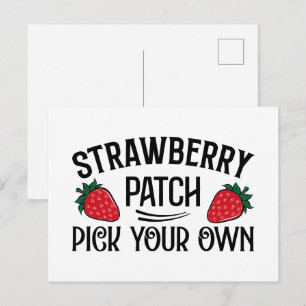 Carte Postale Jolie entreprise de cueillette de fraises 