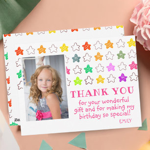 Carte Postale Jolie étoile colorée Girly Photo Anniversaire Merc