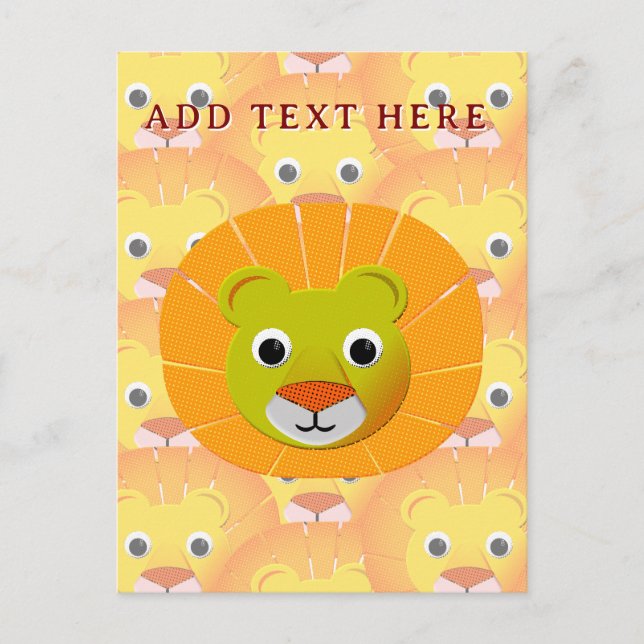Carte Postale Jolie face de lion sur tout le Motif d'impression  (Devant)