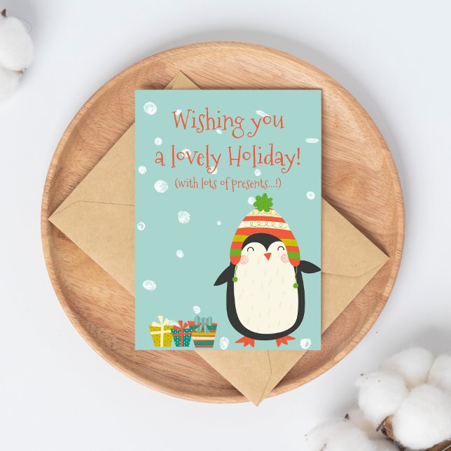 Carte Postale Jolie Fête ! Cute Penguin | Noël drôle (Créateur téléchargé)