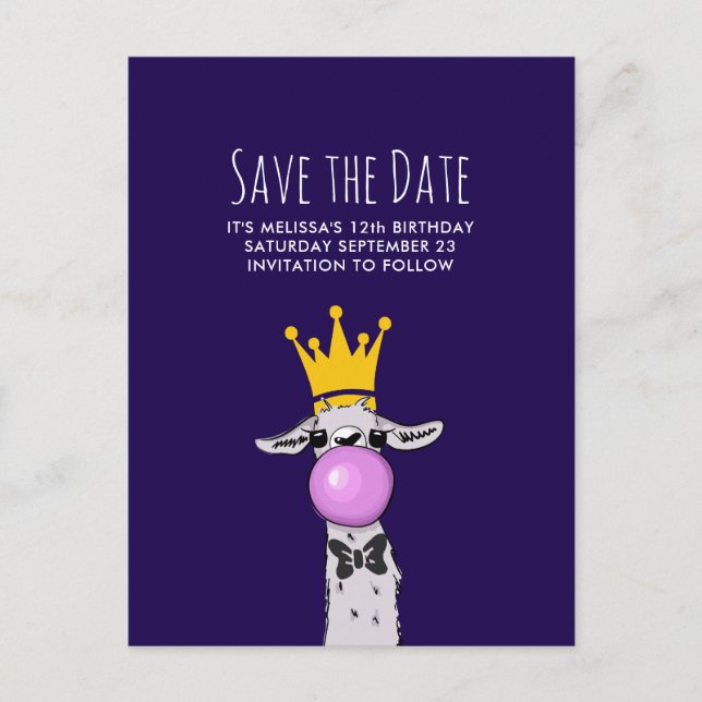 Carte Postale Jolie Fête d'Illustration Llama Drôle Enregistrer  (Devant)