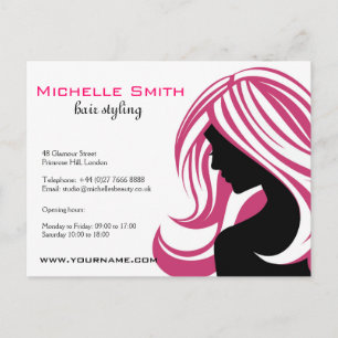 Carte Postale Jolie fille aux cheveux roses Marque coiffant