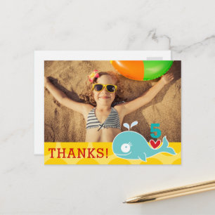 Carte Postale Jolie Fille Baleine Verte Anniversaire Photo Merci