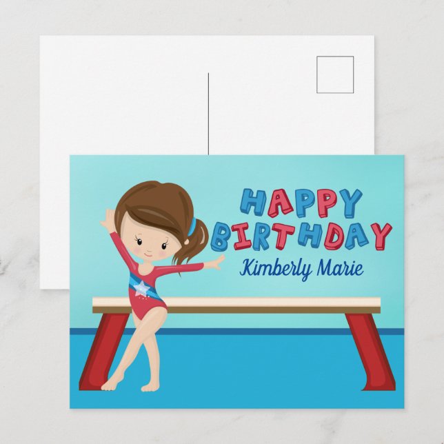 Carte Postale Jolie fille gymnaste personnalisée Gymnastique Joy (Devant / Derrière)