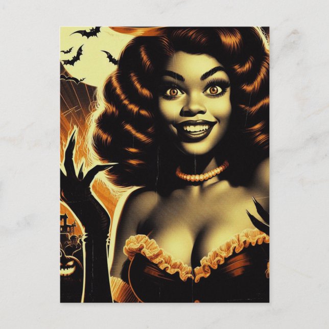 Carte Postale Jolie fille Halloween (Devant)