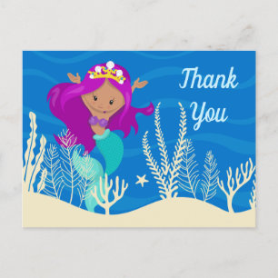 Carte Postale Jolie Fille Sirène Personnalisée Merci Enfants