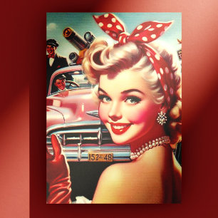 Carte Postale Jolie fille Vintage des années 1950