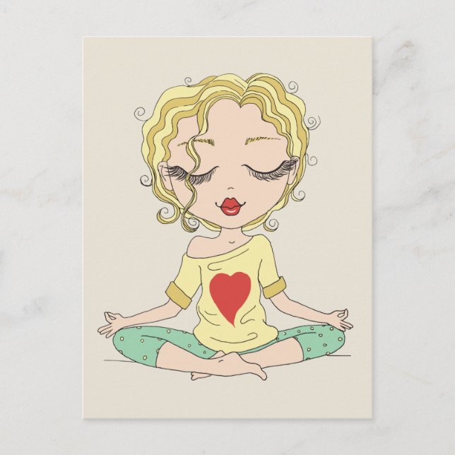 Carte Postale Jolie fille Yoga | Coiffure blonde (Devant)