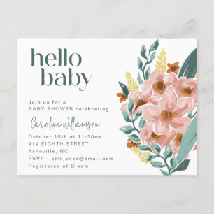 Carte Postale Jolie Fleur de Sauge Rose Menthe Bonjour Baby Show