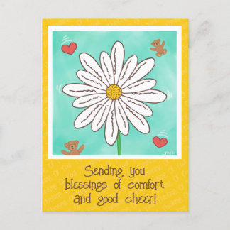 Carte Postale Jolie Fleur Marguerite Avec Ours en Peluche Prompt