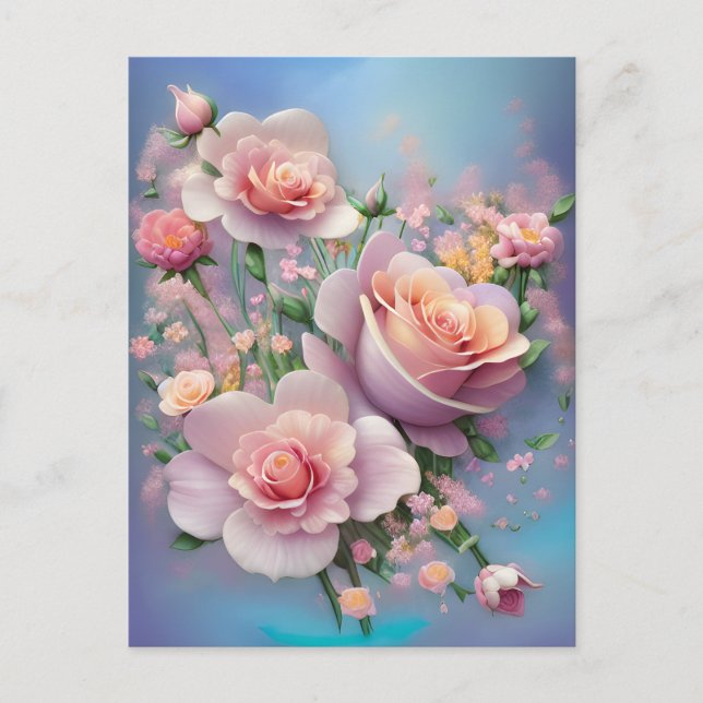 Carte postale Jolie Fleurs Roses (Devant)