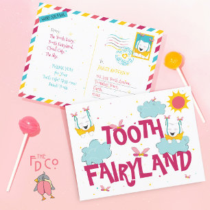 Carte Postale Jolie Fun Tooth Fairyland, De La Fée Des Dents