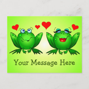 Carte Postale Jolie grenouilles à cartons verts Message personna