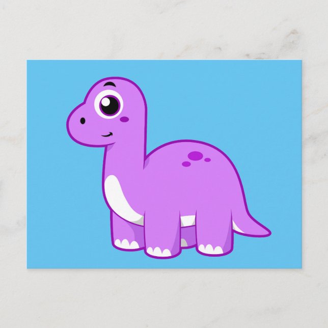 Carte Postale Jolie illustration d'un dinosaure Brontosaurus. (Devant)