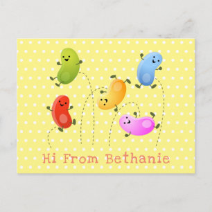 Carte Postale Jolie jellybeans bondissant dessin animé