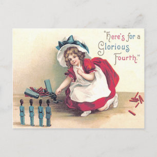 Carte Postale Jolie Jouet Soldat Feu d'artifice Feu d'artifice