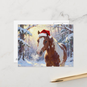 Carte Postale Jolie jument Paint Horse de Noël