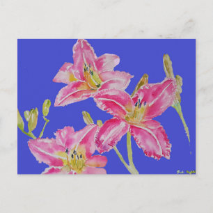 Carte Postale Jolie Lily dans une peinture à l'aquarelle sur car