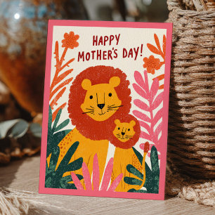 Carte Postale Jolie Maman Lionne & Son Petit Botanique Fête des