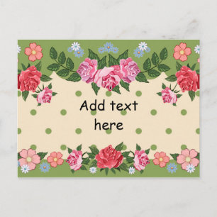 Carte Postale jolie modèle à fleurs, prête à personnaliser