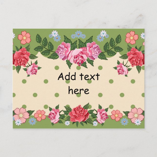 Carte Postale jolie modèle à fleurs, prête à personnaliser (Devant)