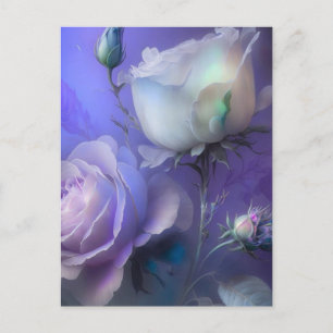 Carte Postale Jolie Pastel Purple Fleurs Iridescentes
