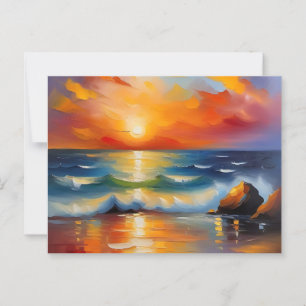 Carte Postale Jolie peinture à l'huile de coucher de soleil oran