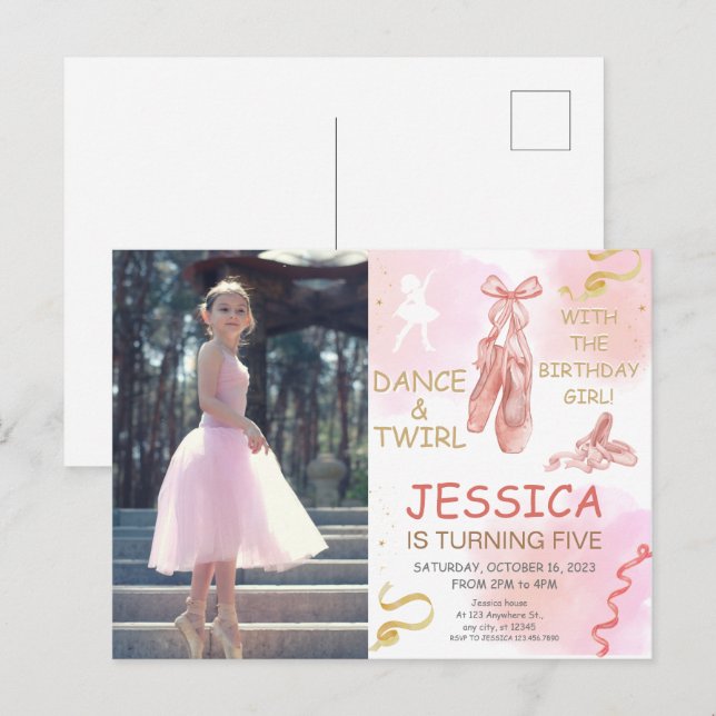 Carte Postale Jolie photo Chaussures Ballerina pour Girl Invitat (Devant / Derrière)