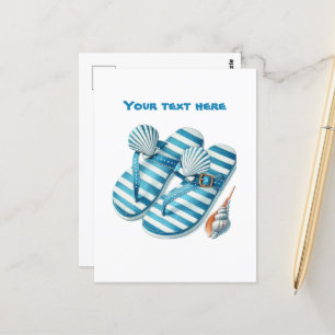 Carte Postale Jolie plage ajouter texte plage tongs flops