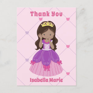 Carte Postale Jolie princesse hispanique fille rose Merci person