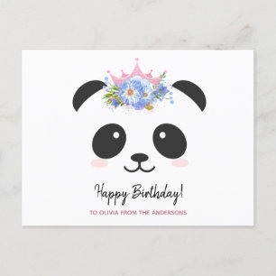 Carte Postale Jolie princesse panda Joyeux Anniversaire personna