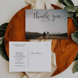 Carte Postale Jolie Script Photo Mariage Merci Postcard