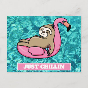 Carte Postale Jolie Sloth Lazy Été Drôle Juste Chillin