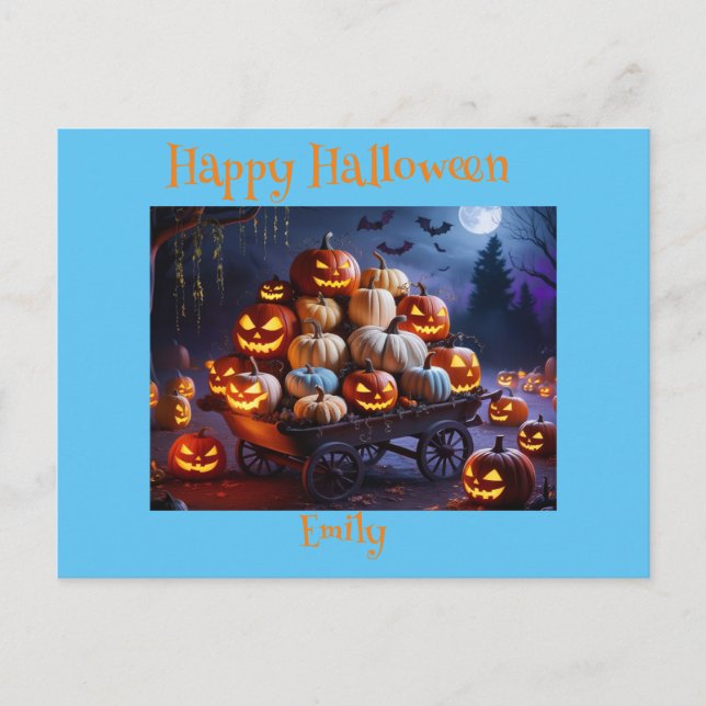 Carte Postale Jolie Sorcière d'Halloween Whimsical, Nom Personna (Devant)