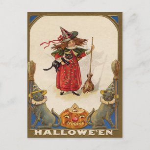 Carte Postale Jolie sorcière noire Jack O' Lantern