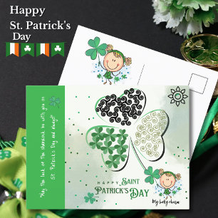 Carte Postale Jolie St Patrick Petite fille