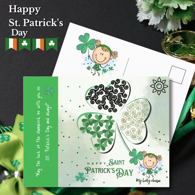 Carte Postale Jolie St Patrick Petite fille (Cute St. Patrick Little Girl Postcard)