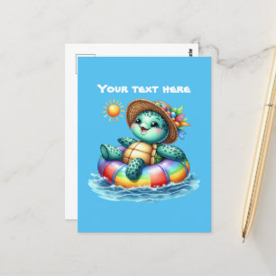Carte Postale Jolie tortue de mer de plage personnalisable