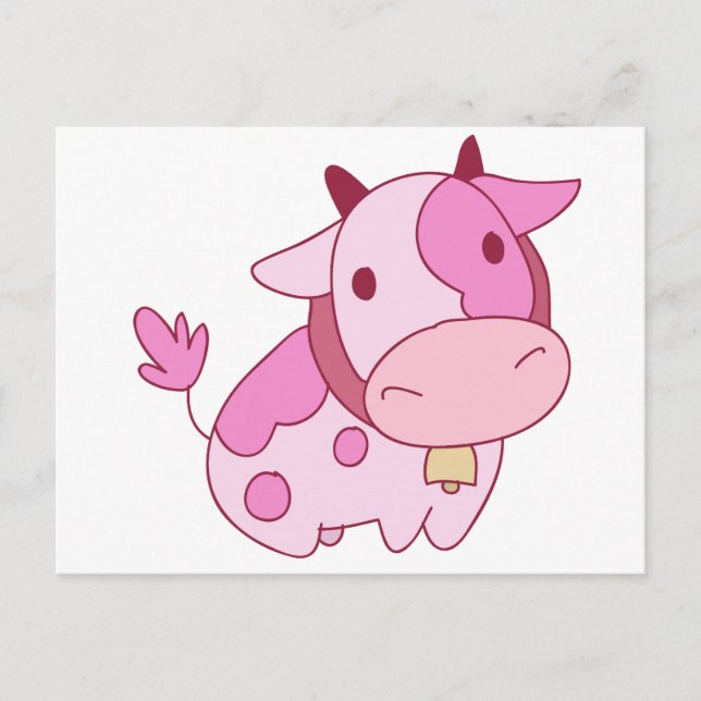 Carte Postale Jolie vache caricaturale rose (Devant)