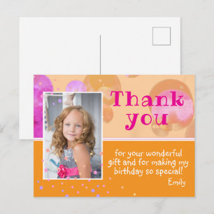 Carte Postale Jolies bulles roses orange Photo Anniversaire Merc