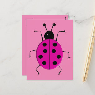Carte Postale Jolies coccinelles colorées, charme chanceux horlo