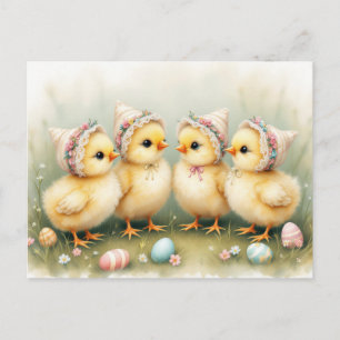 Carte Postale Jolies Filles aux Chapeaux de Pâques