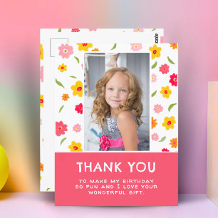 Carte Postale Jolies Fleurs Colorées Anniversaire Enfants Fille 
