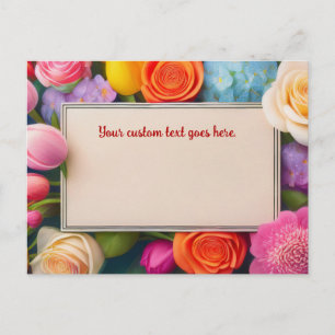 Carte Postale Jolies fleurs encadrées roses tulipes hydrangea pe