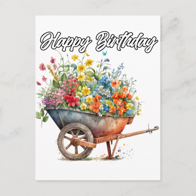 Carte Postale Jolies Fleurs Fraîches Bon Anniversaire (Devant)