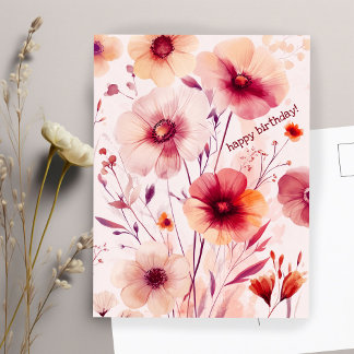 Carte Postale Jolies Fleurs Sauvages Fleurs JOYEUX ANNIVERSAIRE