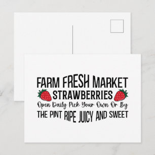 Carte Postale Jolies fraises fraîches de la ferme 