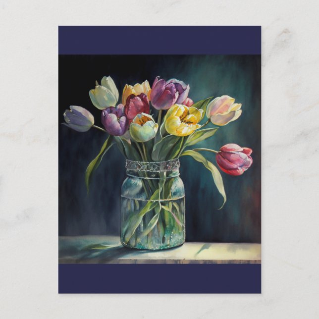 Carte Postale Jolies tulipes aquarelle (Devant)
