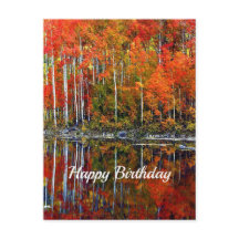 Jolis arbres d'automne orange reflet Joyeux Annive